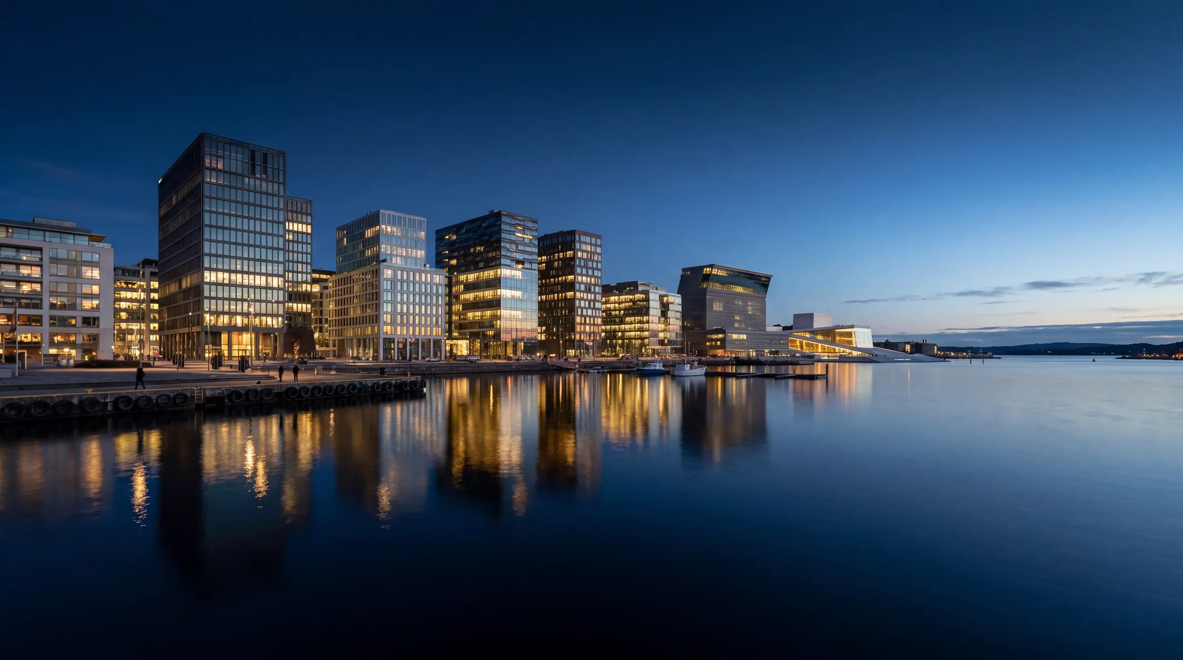 Oslo skyline at dusk, representing TheAICommand GRC track
