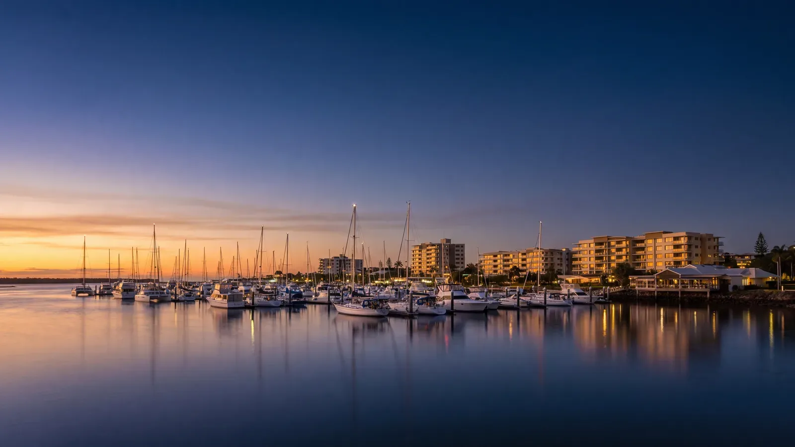 Mooloolaba marina at dusk