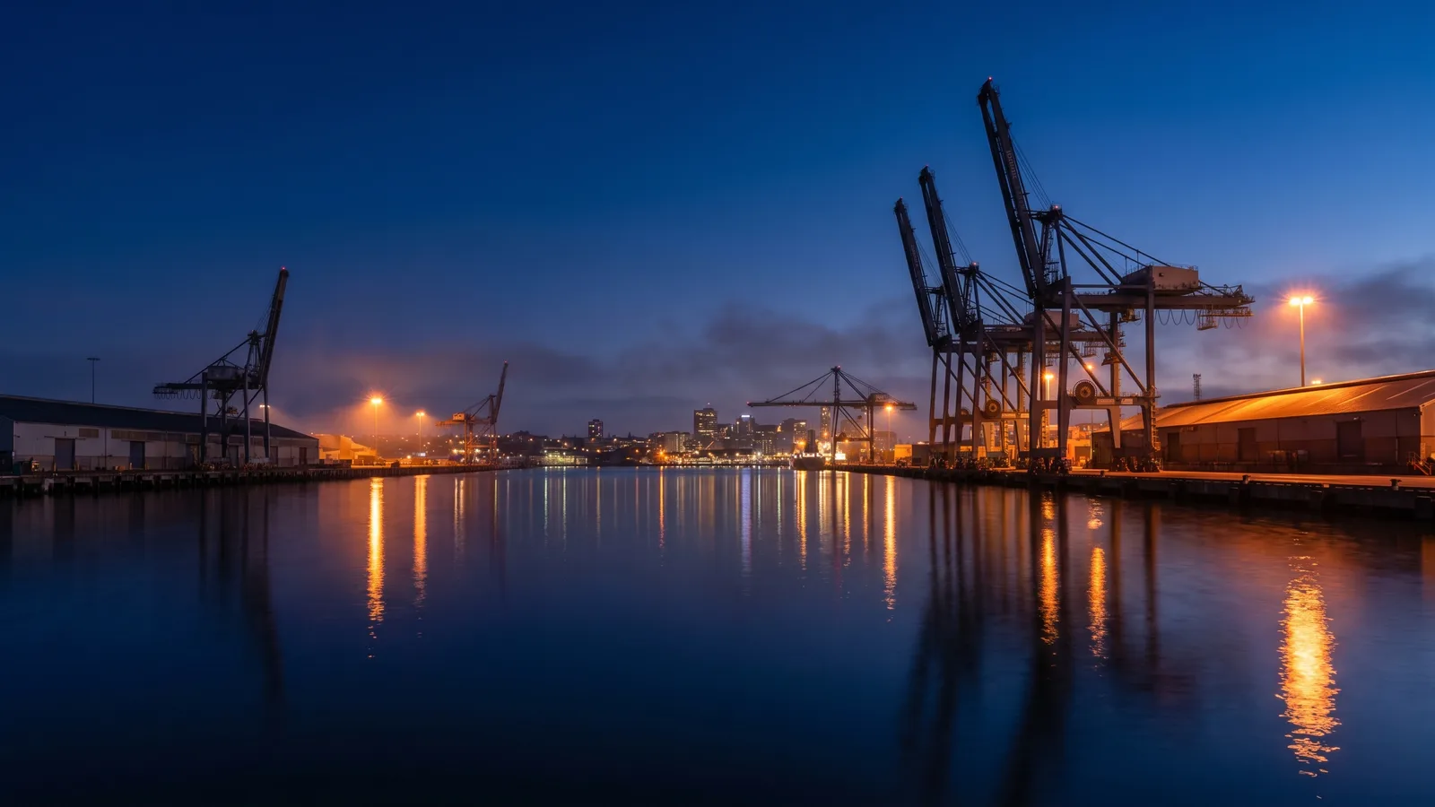 Newcastle Throsby wharf at blue hour