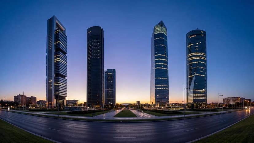 Madrid Cuatro Torres Financial Blue Hour