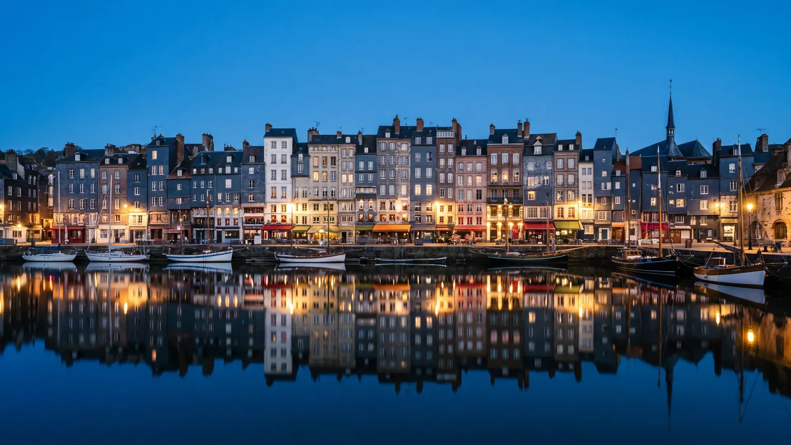 Honfleur Quai Sainte Catherine Blue Hour